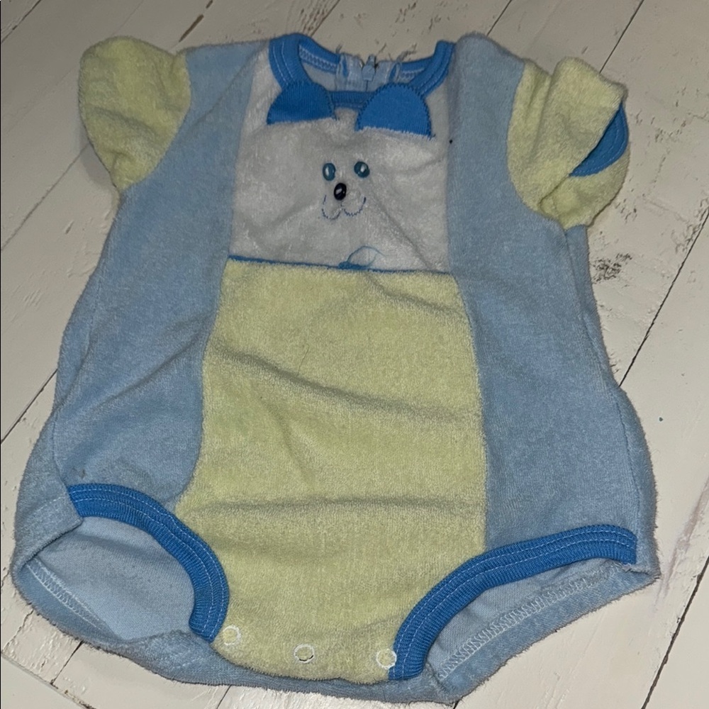 🍄6:9m terry cloth jumper Adorable Blue&Yellow Baby Onesie pastel